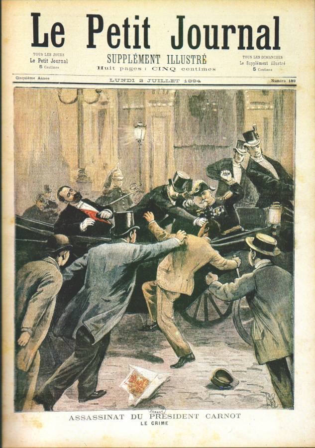 1894 2 juillet Le Petit Journal Le Crime assassinat a Lyon du President de la Republique Saadi Carnot Par Caserio.jpg